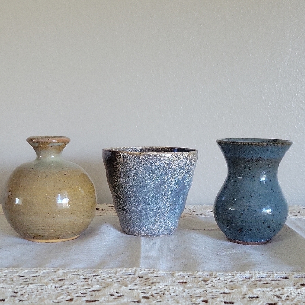 Lot of Three Ceramic Vases in Earth Tones